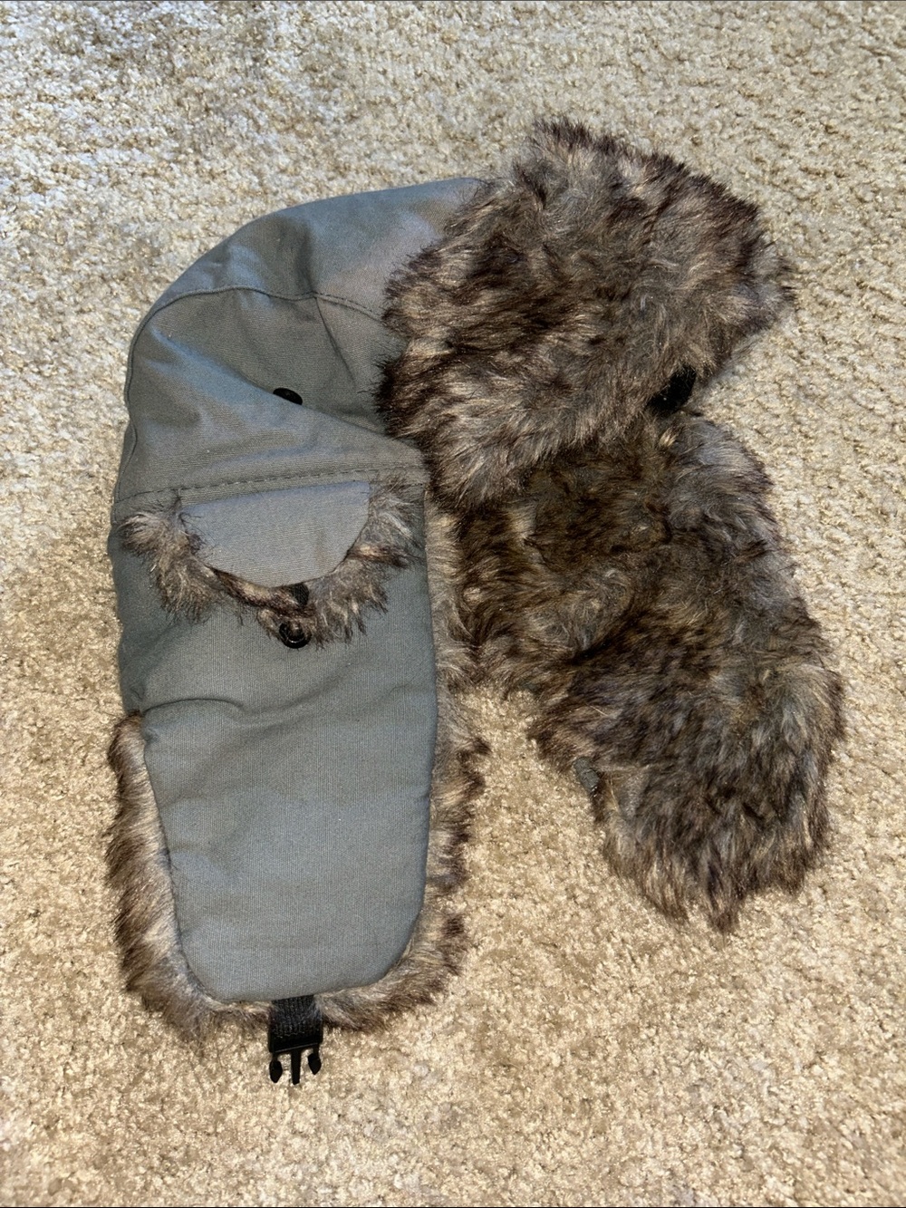Unisex Gray Faux Fur Trapper Hat